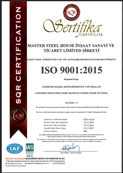 ISO 9001 Sertifikası