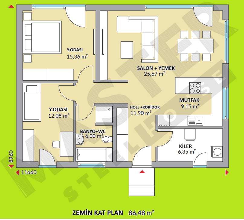 86 m2 Kat Planı